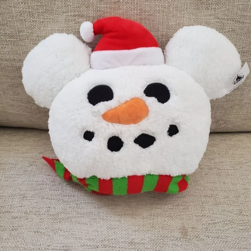 Disney Throw Pillow - Christmas Santa Mickey Snowman Face